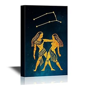 Constellation Canvas Wall Art - Gemini - Gallery Wrap Modern Home Art | Ready to Hang - 12x18 inches