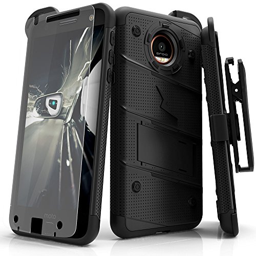 Motorola Moto Z Force Case, Zizo [Bolt Series] w/ [Moto Z Force Screen Protector] Kickstand [Militar