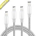 Besiva Phone Cable 4Pack 3FT 6FT 6FT 10FT Nylon Braided USB Charging & Syncing Cord Compatible with iPhone XS MAX XR X 8 8 Plus 7 7 Plus 6s 6s Plus 6 6 Plus iPad iPod Nano