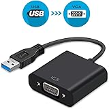 Jiqu USB 3.0 to VGA Adapter, USB to VGA Video Adapter Converter, Multi Monitor Display, Display External Cable Adapter for PC Laptop Windows 10/8.1/8/7/XP [Upgraded Version] (Black) (Black)