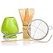 Tealyra - Matcha Whisk 100 Prong - Bamboo Scoop - Ceramic Whisk Holder - Stainless Steel Sifter - Ceremony Matcha Start Up Gift Set - Japanese Matcha Accessories - 4 Piece Kit