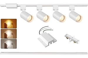 Hiiglxii 3-Color 4-Light LED Track Lighting Kit with 6.6FT H Track Lighting Rails & Canopy Connector, GU10 Dimmable Track Lig