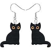 Kawaii Halloween Black Cat Earring for Women Lightweight Black Cats Dangle Earrings
