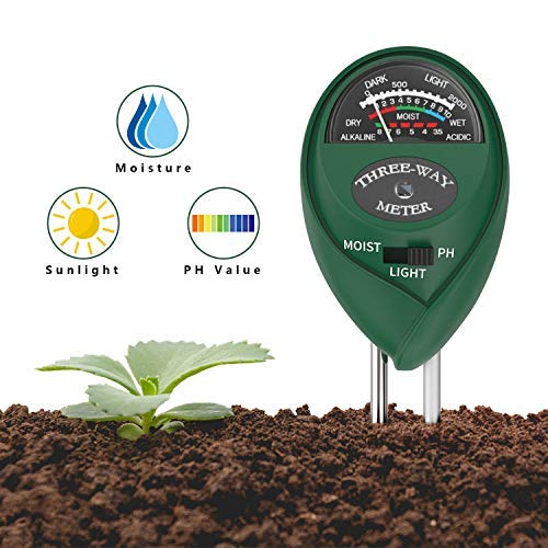 Housolution Soil pH Meter, 3 in 1 Soil Test Kit for Soil Moisture Sunlight pH Tester Kits Gardening Tools for Patio Lawn Plant Outdoor Indoor Use, Green