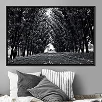 Framed Canvas Wall Art Rustic Woods Brown Dark Dramatic Forest Group Nature Photography Realism - 16x24 inches
