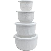 COOK WITH COLOR Prep Bowls with Lids- Wide and Deep Nesting Plastic Small Mixing Bowl Set with Lids, 8 Piece Set - Deep Bowls, Speckled White