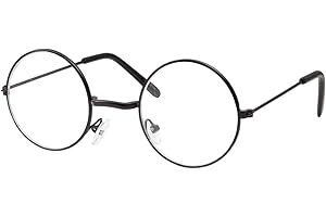 grinderPUNCH Kids Size Non-Prescription Glasses Round Circle Frame Clear Lens Costume (Age 3-10) Black