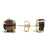 Gempires Natural Smoky Quartz Raw Crystal Stud