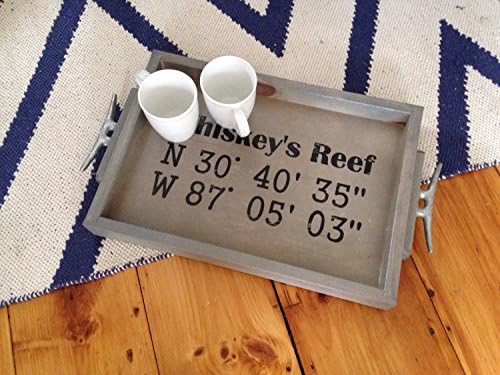 GPS Coordinates Wooden Tray - CUSTOM nautical tray with dock cleats, GPS Coordinates Gift, personalized wedding gift