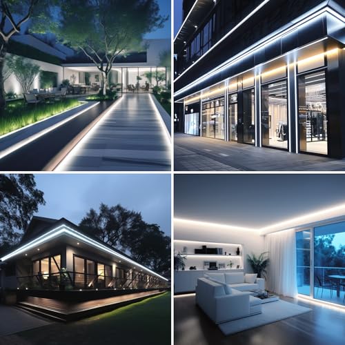 BENLUN 220 V COB LED Strip Outdoor Waterproof 30 m 6000 K Cool White, 300 W CRI 90+ Can be Cut to Size Waterproof LED Strip Without Transformer, for Building, Bedroom, Office, Pergola, Living Room