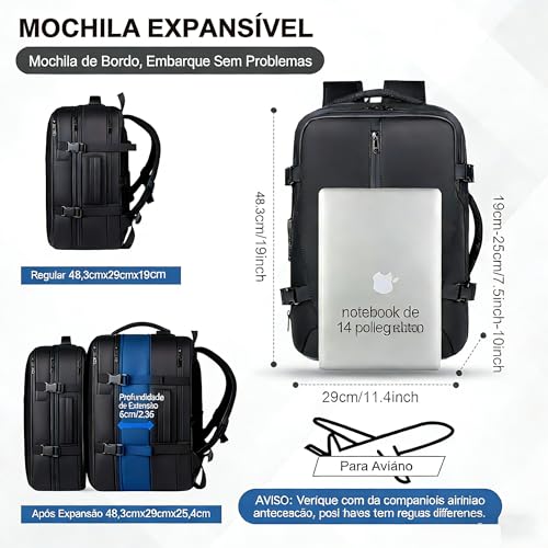 Mochila a Vacuo, Mochila Expansível a Vácuo de 35 Litros com Compressão Selada para Viagens, Mochila Vacuo,