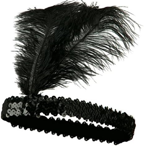 Magic Finger Womens Feather Headband Flapper Sequin Hair accessory