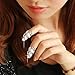 Punk Rhinestone Wave Pattern Nail Ring Finger Tip Art Jewelry Wedding Silver