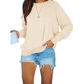 PRETTODAY Women's Casual Crew Neck Sweatshirts Raglan Long Sleeve Solid Tunic Tops Loose Pullovers