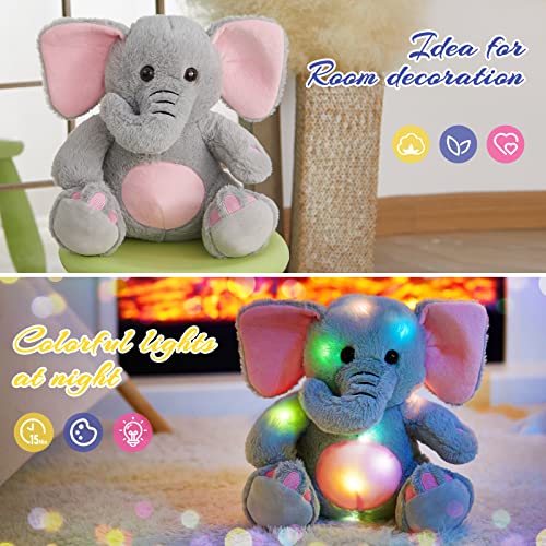BSTAOFY 13'' Light up Elephant Stuffed Animals Glow LED Elephant Soft