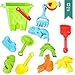 BIG Sand Bucket 12-Pcs Molds & Tools for Sand Boxes, Water Tables, Beach, Bath Tub, Pool or Kinetic Sand Toys For Baby, Kid and Toddler