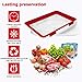 Cadrim Food Preservation Tray, Stackable BPA Free Plastic Food Storage Container with Elastic Reusable Locking Lid for Refrigerator and Freezer Flat Food ONLY (Red, 2)