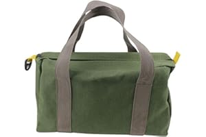 SANSEENIA 12 Inch Wide Mouth Tool Bag, Heavy Duty Canvas Tool Storage Bag for Men, Large Capacity Tool Tote Bag for Electricians, Power Tool Organizer Pouch