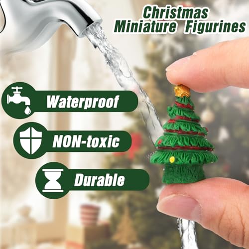 FUTUREPLUSX 24PCS Christmas Fairy Garden Figurines, Christmas Miniature Figurines 3D Resin Miniatures for Crafts Christmas Party Supplies Advent Calendar Fillers
