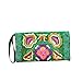 DZT1968® Women's Embroidered Cloth Long Card Holder Handbag Phone Wallet With Strap (Green)