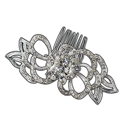 Martina Flower Rhinestone Petal Special Occasion Hair Wedding Bridal Special Occasion Comb