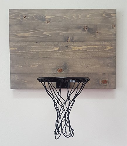 Weathered Grey Wood Basketball Hoop. Wall Mounted Indoor Basketball Hoop