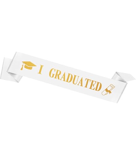 NAUXIUDSJS Senior 2025 Sash 10 Pack - White Satin With Gold Glitter Letters