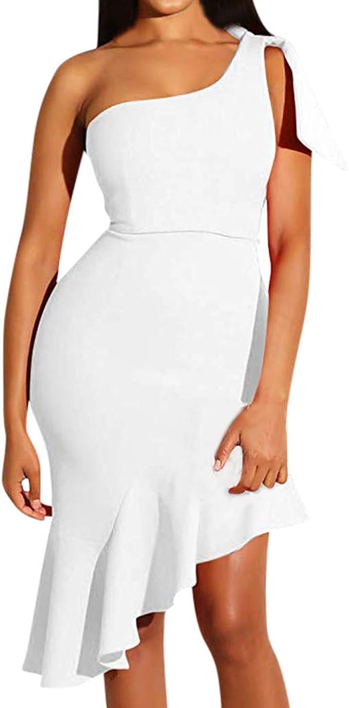 sleeveless ruffle hem bodycon dress