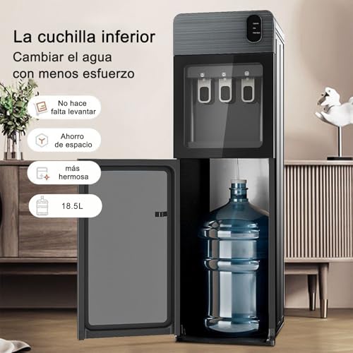 CHAGEE Despachador de Agua Garrafon Oculto 3 Ajustes de Temperatura Dispensador de Agua-Caliente Fría y A gua de la Habitación Dispensador de AG UA de Acero Apto para Botellas de 18.5 L