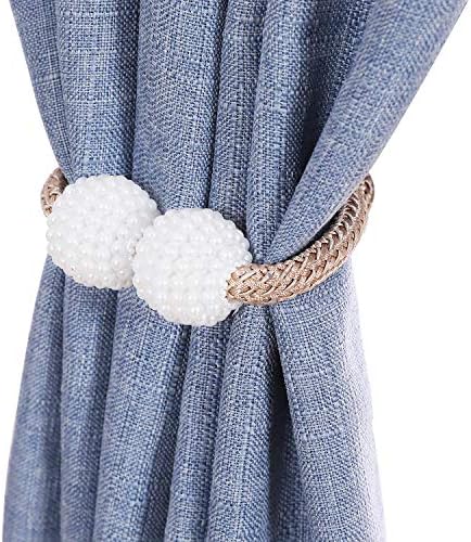 HAOD Magnetic Curtain Tiebacks Rope,  2Pack Decorative Window Drape Tie Backs and Holdbacks for Voile Sheer Blackout Panel -  Gold