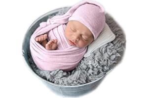 Vemonllas Newborn Baby Photography Props Outfits Hat Long Ripple Wrap Set for Boys Girls Photoshoot Photos Picture
