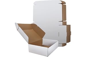 RLAVBL 12x9x3 Inches Shipping Boxes Set of 20, White Corrugated Cardboard Box, Mailer Boxes for Packing Small Business