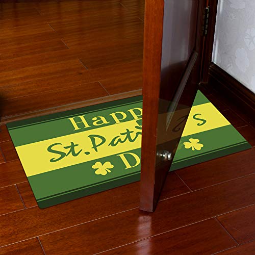 Rubber Welcome Door Mat, Decorative Indoor Outdoor Doormat Non Slip Front Door Mat, Easy to Clean Low Profile Mat for Entry Patio Garage High Traffic Areas, 17.3" x 28.9" (St Patricks Day)