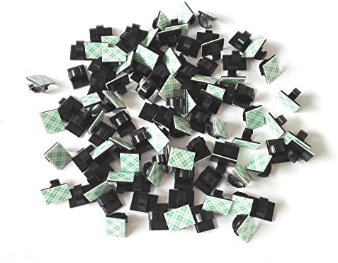 Salmony Black Adhesive Cable Clips Small Drop Clamp Cord Tie Holder for Car Home or Office (Pack of 100 pieces)
