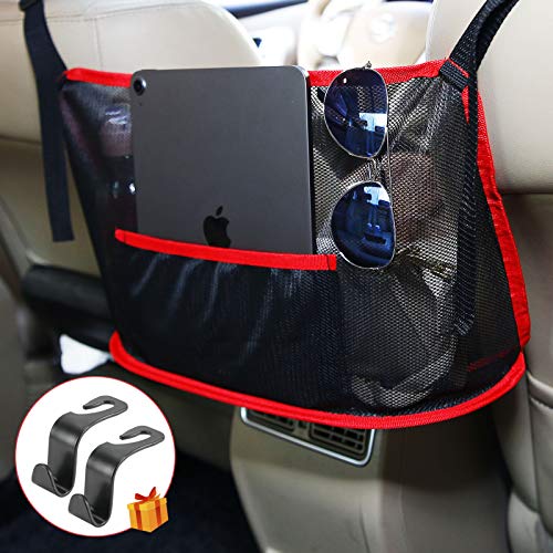 Car Net Pocket Handbag Holder, Car Mesh Organizer, Barrier of Backseat Pet Kids, Car Purse Holder Between Seats, Seat…