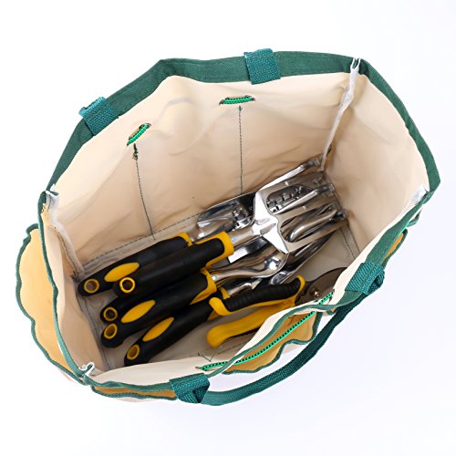 YaeTact 7 Piece Garden Tool Set with 6 Heavy Duty, Durable Aluminum Alloy Tools with Ergonomic Handles and Sizable Garden Tote Bag - Thumbnail 4