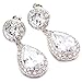 FC JORY Full Prong Cubic Zirconia Birthstone Teardrop Pear Cut Bridal Wedding Crystal Dangle Drop Earrings