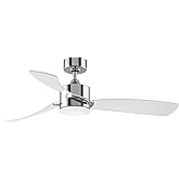 Fanimation SculptAire 3 Blade Ceiling Fan 13.88 x 52 Inch with Chrome Finish and Clear Blades