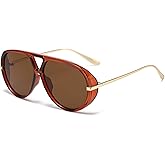 FLJMRAVER Oversized Retro Aviator Sunglasses for Women Men Vintage Style Trendy Large Frame Sun Glasses
