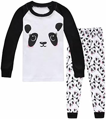 Panda Pajamas for Kids, Little Children PJs 100% Cotton Sleepwear Size 2T-7T(White 2T)