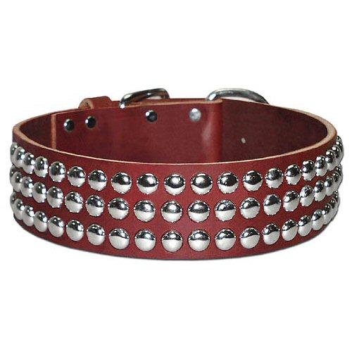 Leather Brothers 2063-BK22 2 x 22-Inch Studded DF Latigo Leather Dog Collar, X-Large, Black
