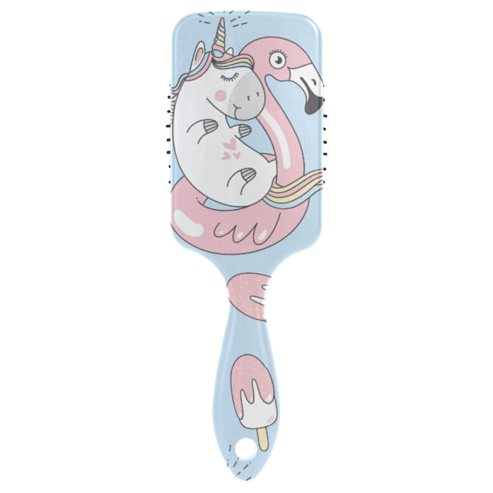 Hair Brush Unicorn with Flamingos Paddle Brush Wire Hair Brush Travel Soft Hair Brush Comb for Fine Hair for Girl Women