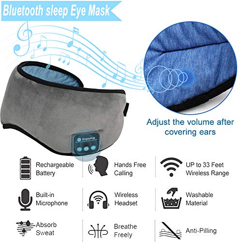 Sleep Headphones, Bluelark Bluetooth Sleep Mask with Headphones for Sleeping - Built-in Speakers and Microphone, Perfect for Travel, Sleeping, Meditation and Insomnia