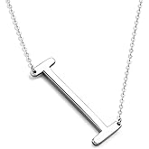 CIELTEAR Sterling Silver Sideways Initial Necklace for Women Big Letter Pendant Necklaces for Women Dainty Monogram Necklace Jewelry Gift A-Z