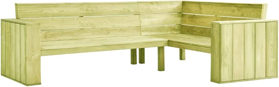 Tidyard - Banco de jardín de esquina, 239 x 164,5 x 76 cm, con respaldo