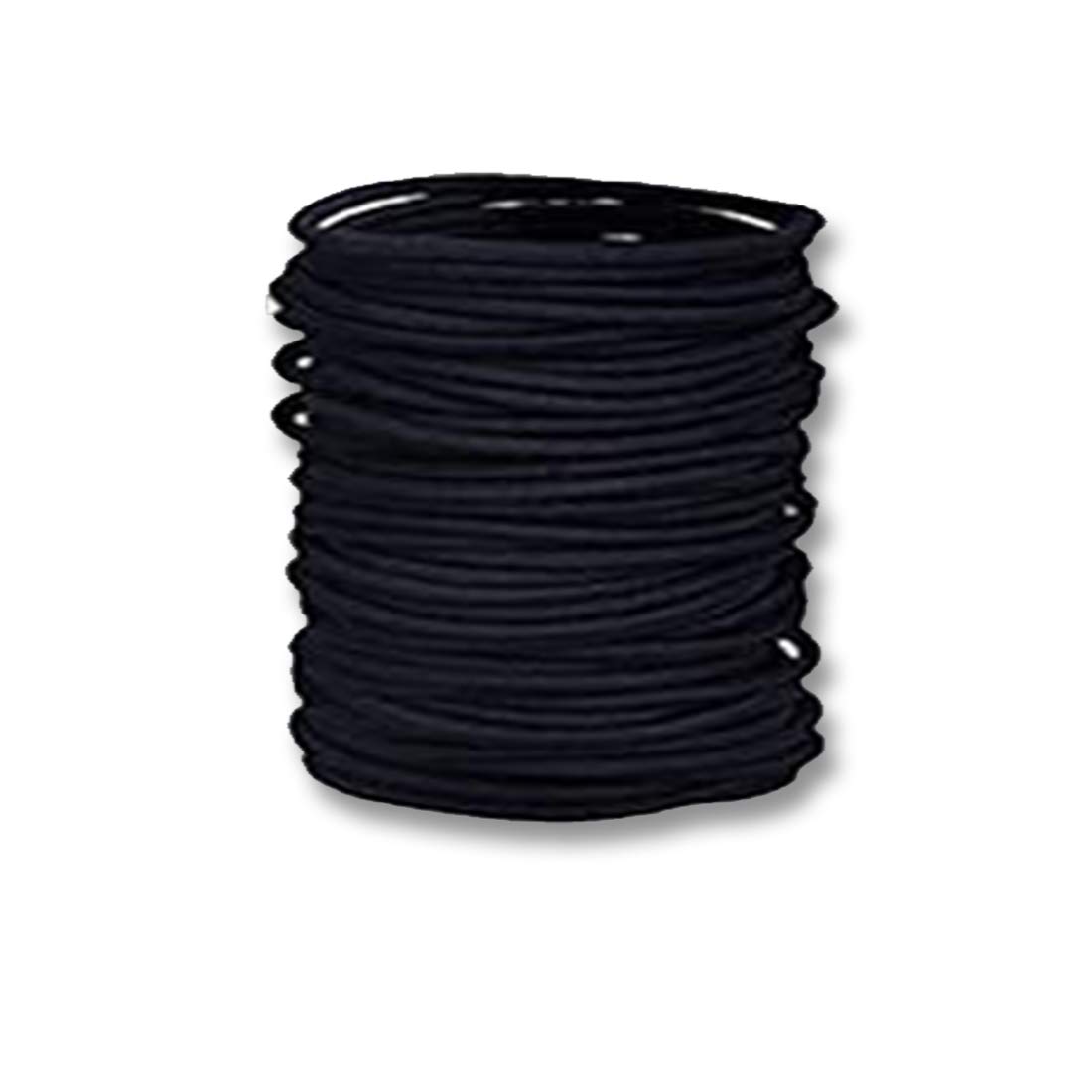 12 x Elastic Hair Bands/Bobbles by Lizzy® (Black (Thin))