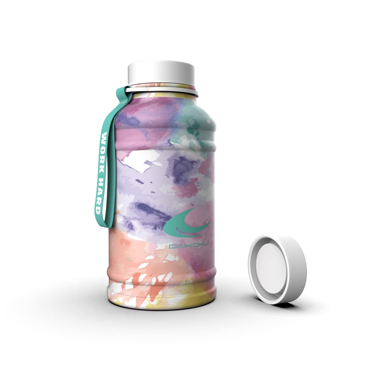 Daikoku Stainless Steel Water Bottle - 1.3l BPA Free - Useful for Gym and all kinds of Sports - Double Wall Thermos 12 to 24 Hours - C Decoration - Yellow