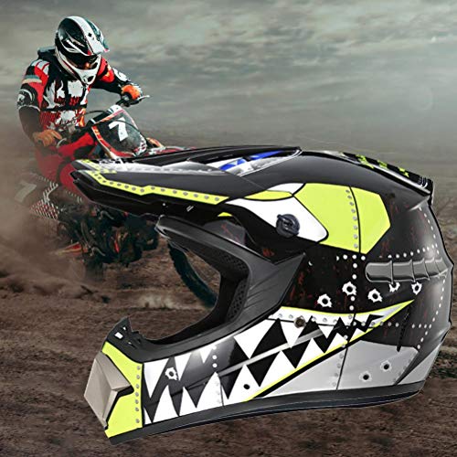 Full Face Motocross Helmet for Children and Adults Motocross Helmet Full Face Motorcycle Helmet with Protective Glasses Gloves