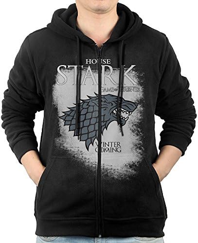 LetBiBi Hoodie Sweatshirt Men's Game Of Thrones House Stark Long Sleeve Zip-up Hooded Sweatshirt Jacket Black