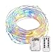 LED String Lights 3AA Battery Powered 16.4ft with 50 LEDs (RGB Multi-Color) Dimmable with IR Remote Control Waterproof Outdoor Wedding Party Decorative Light